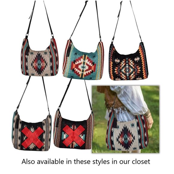 Gypsy Crossbody Bag - Southwest Style - Ethnic Inspired Design - Soft Cotton - Picture 6 of 8